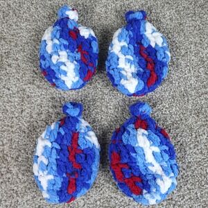 Handmade Reusable Crochet‎ Water Balloons Set of 4 Red White Blue Splash Balls